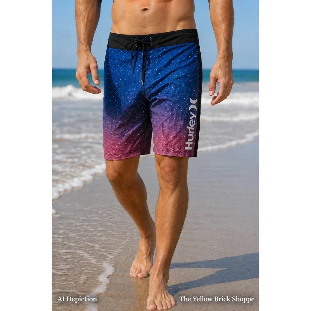 Hurley Phantom Board Shorts Men's 32 Blue Purple Ombre Swim Trunks